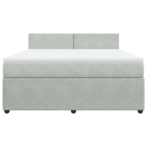 Ramsäng med madrass ljusgrå 180x200 cm sammet