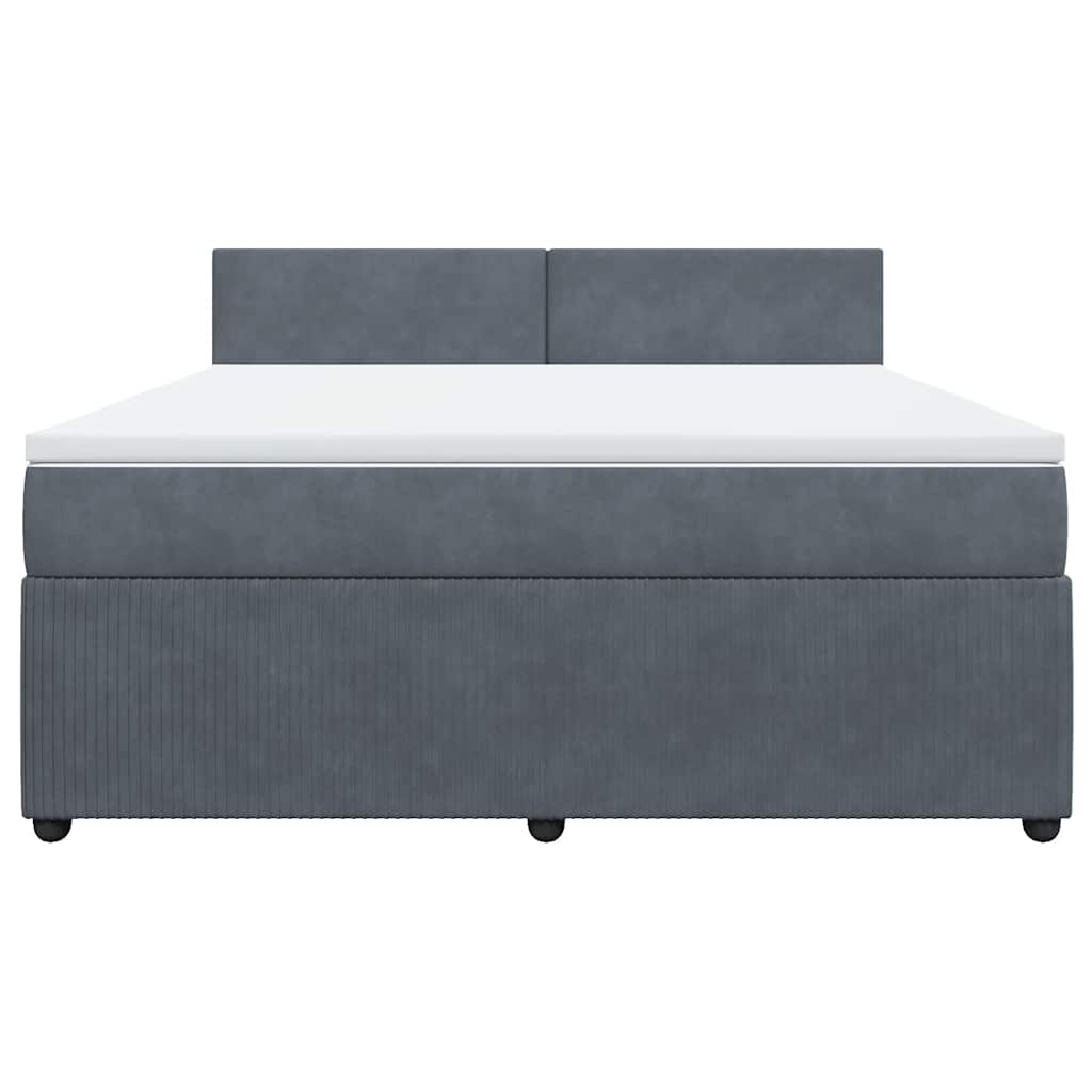 Ramsäng med madrass mörkgrå 180x200 cm sammet