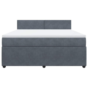 Ramsäng med madrass mörkgrå 180x200 cm sammet