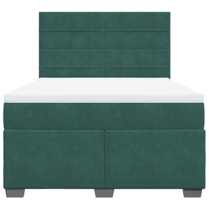 Ramsäng med madrass mörkgrön 160x200 cm sammet