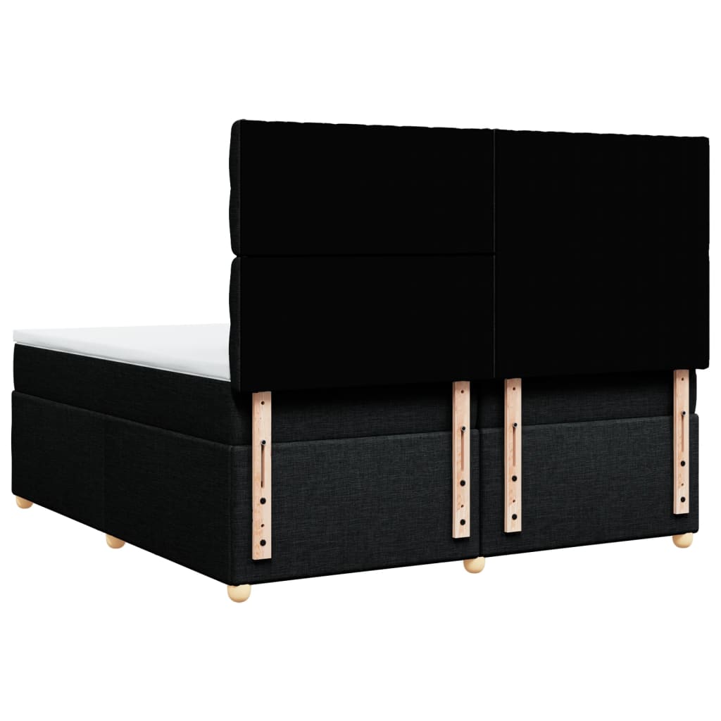 Ramsäng med madrass svart 200x200 cm tyg