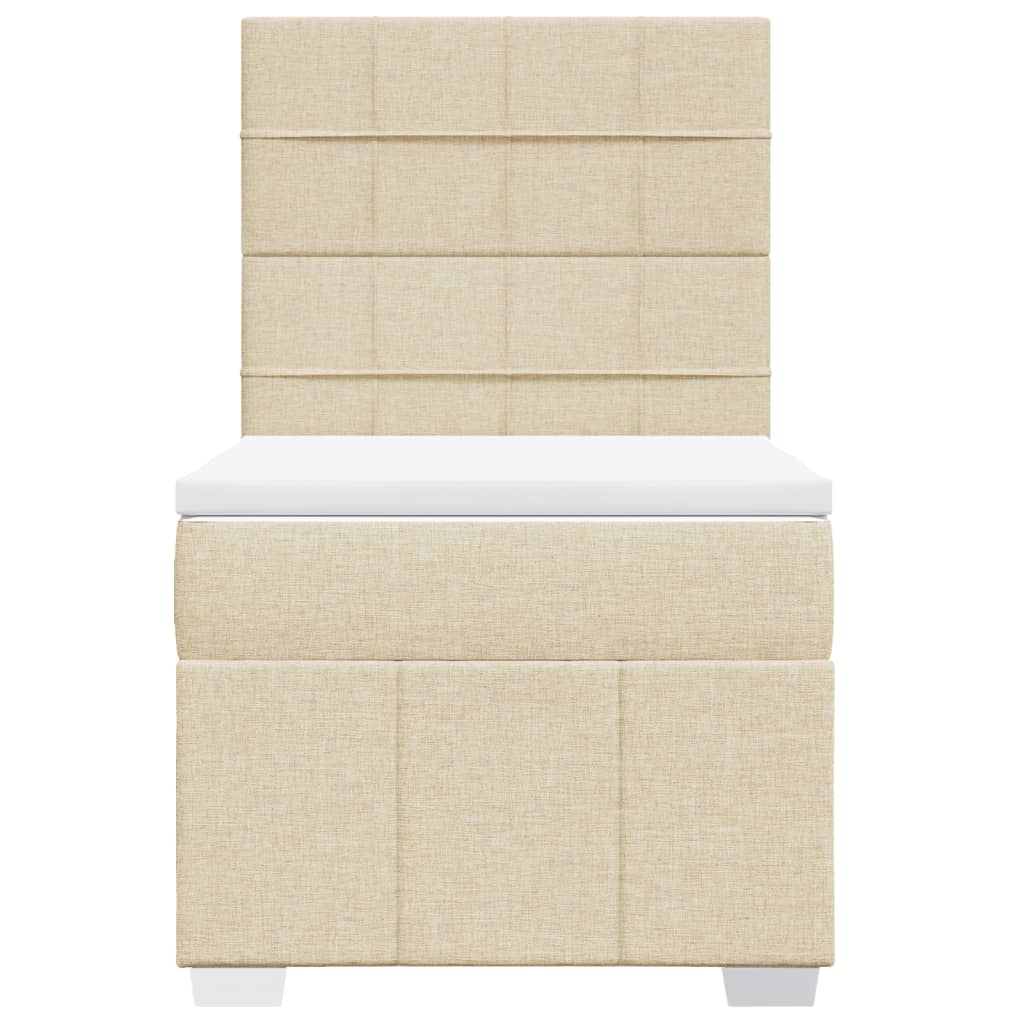 Ramsäng med madrass gräddvit 80x200 cm tyg