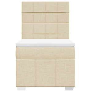 Ramsäng med madrass gräddvit 80x200 cm tyg