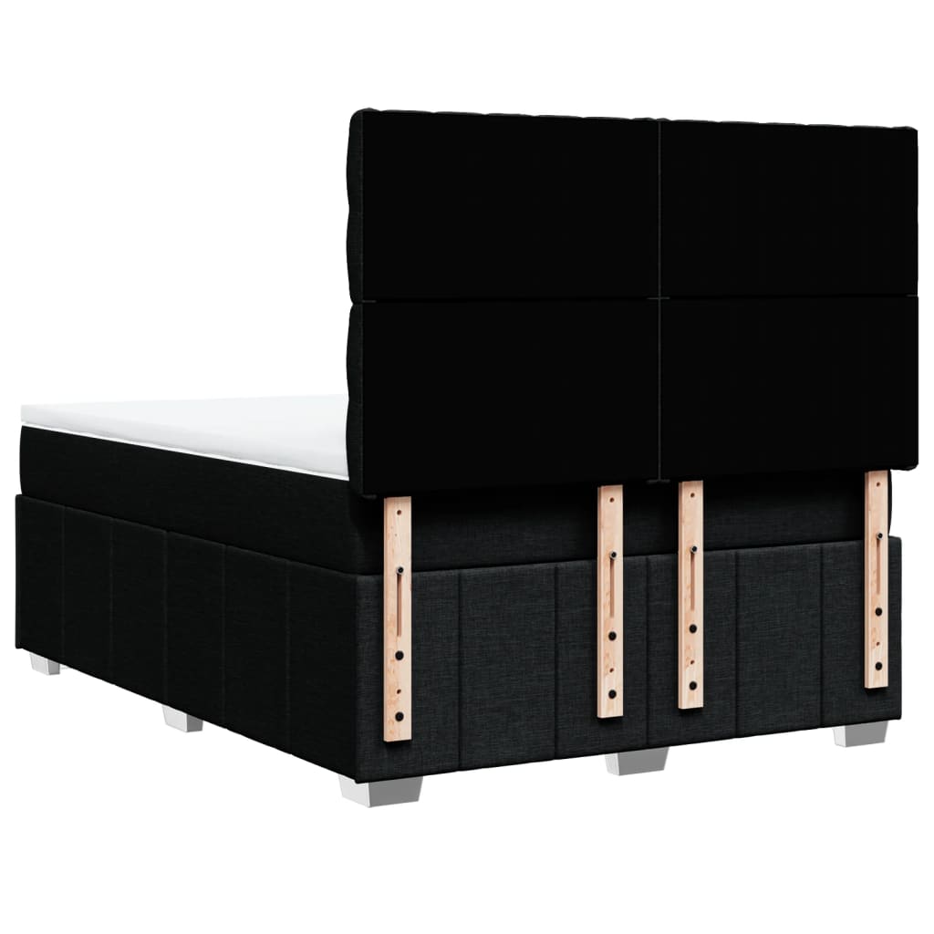 Ramsäng med madrass svart 140x200 cm tyg