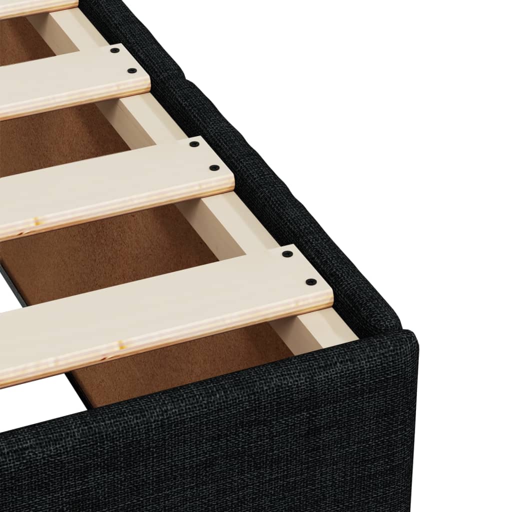 Ramsäng med madrass svart 140x200 cm tyg