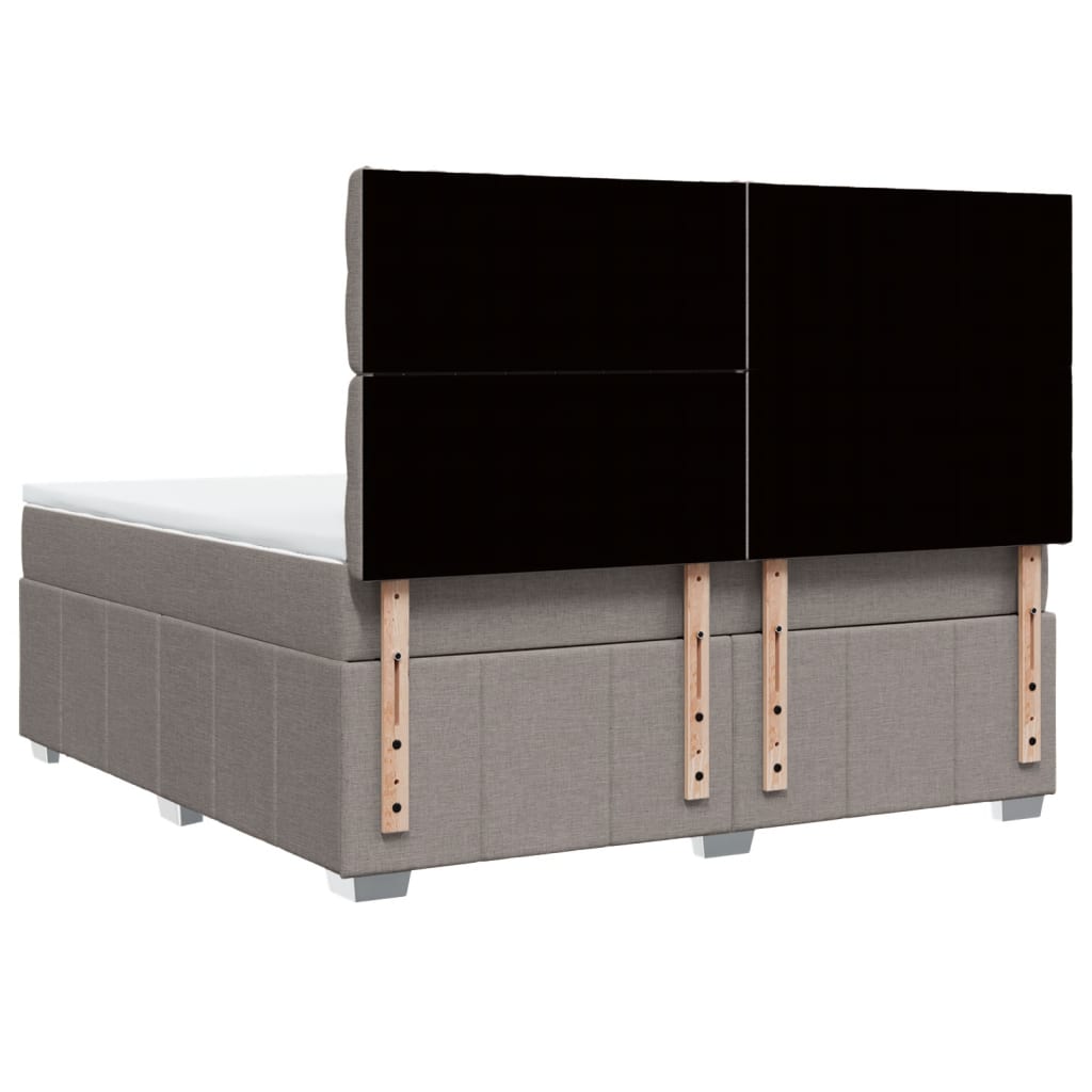 Ramsäng med madrass taupe 180x200 cm tyg