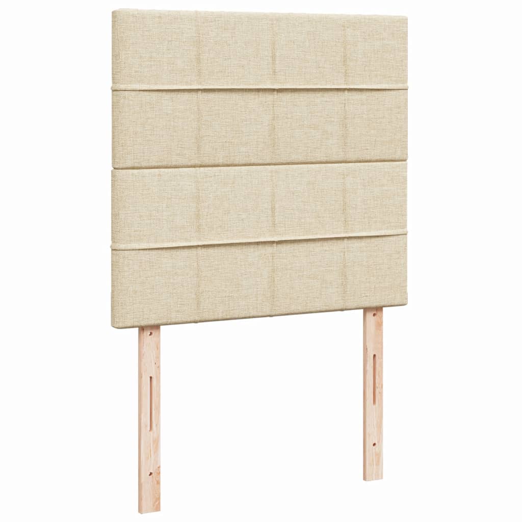 Ramsäng med madrass gräddvit 90x190 cm tyg