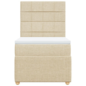 Ramsäng med madrass gräddvit 100x200 cm tyg