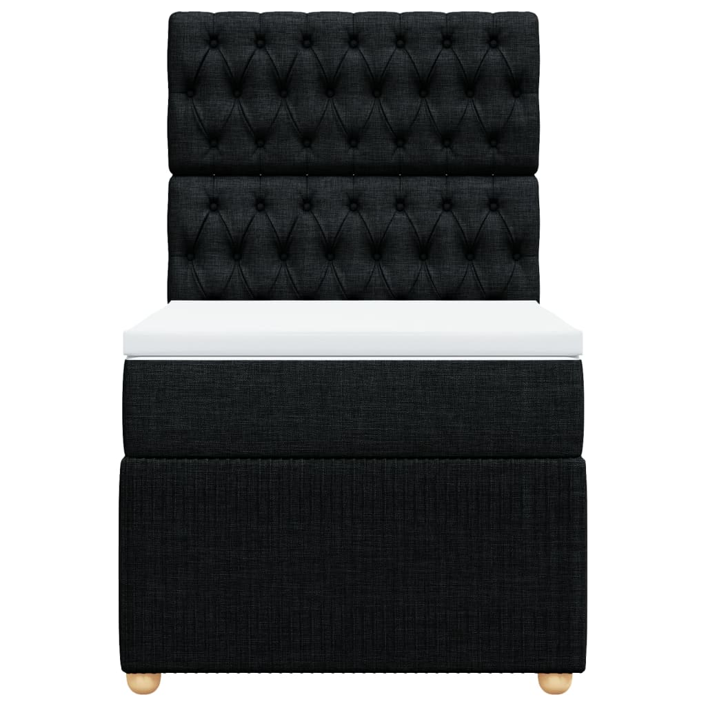 Ramsäng med madrass svart 100x200 cm tyg