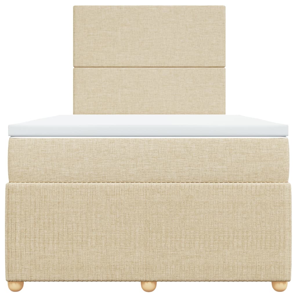 Ramsäng med madrass gräddvit 120x190 cm tyg