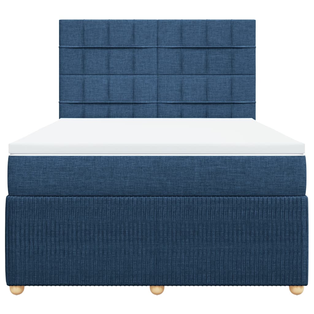 Ramsäng med madrass blå 140x190 cm tyg