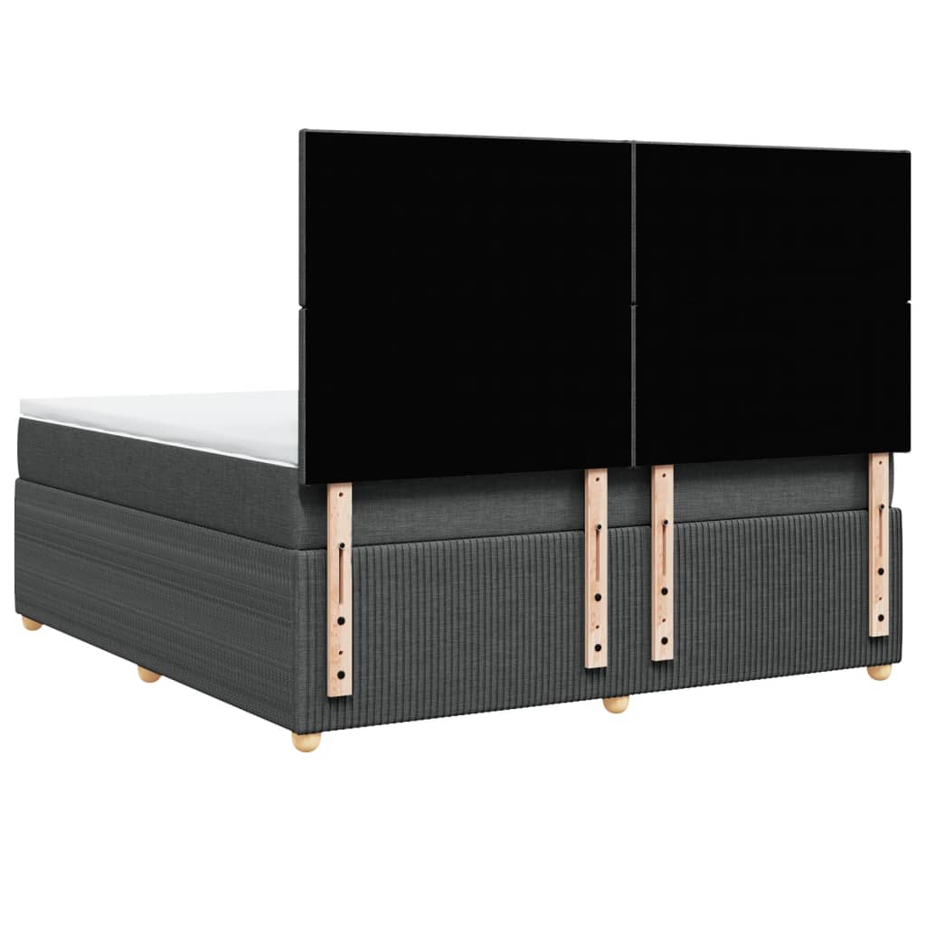 Ramsäng med madrass mörkgrå 180x200 cm tyg