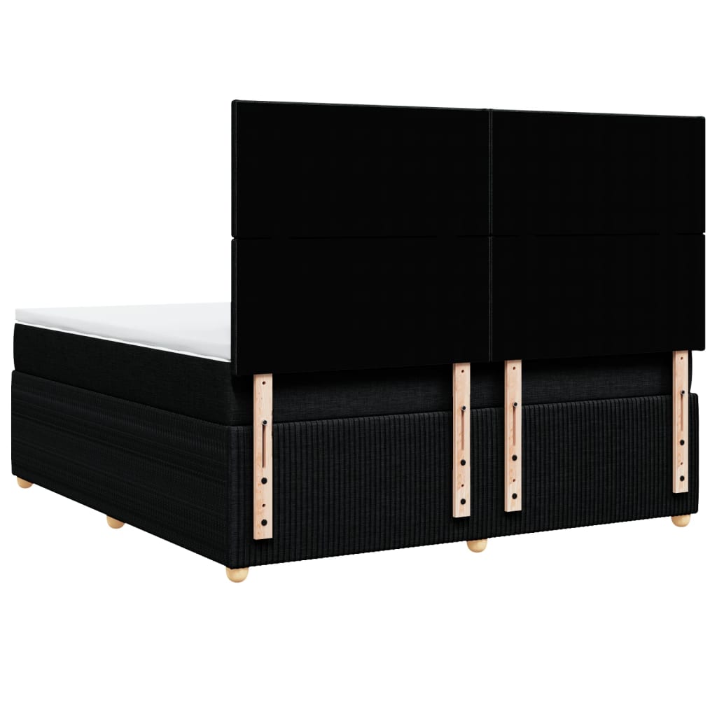 Ramsäng med madrass svart 180x200 cm tyg