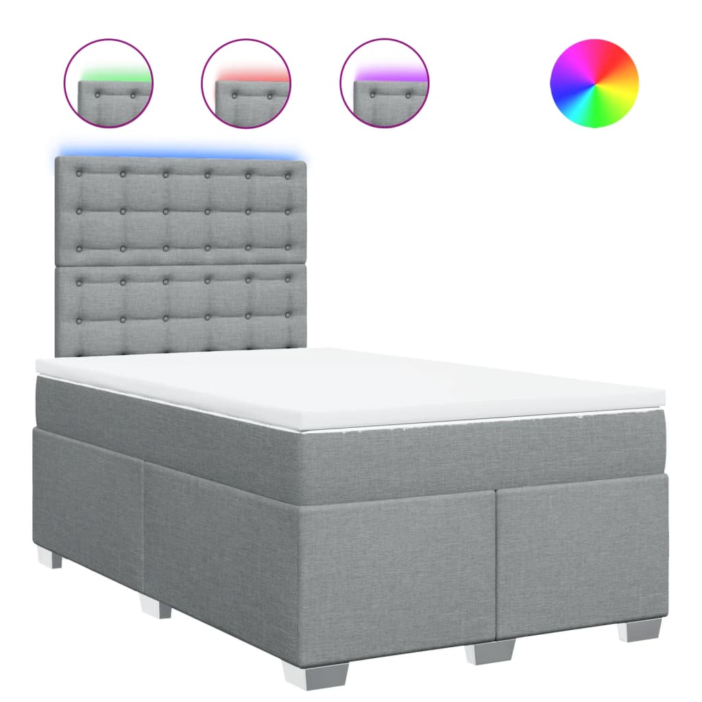 Ramsäng med madrass ljusgrå 120x200 cm tyg