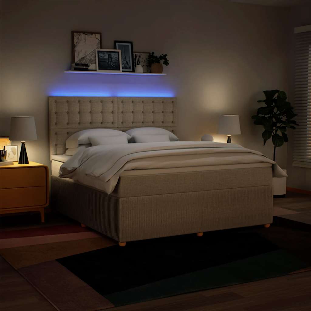 Ramsäng med madrass gräddvit 180x200 cm tyg