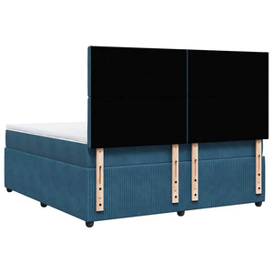 Ramsäng med madrass blå 180x200 cm sammet