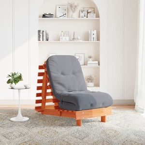 Futonbäddsoffa med madrass vaxad brun 60x206x11 cm massiv furu