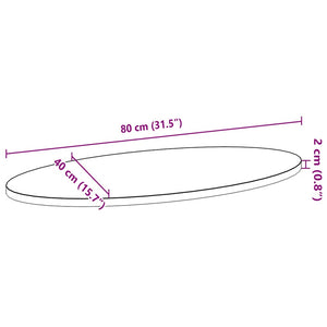 Bordsskiva 80x40x2 cm massiv ek oval