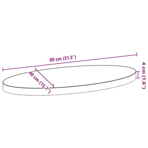 Bordsskiva ljusbrun 80x40x4 cm massiv ek oval