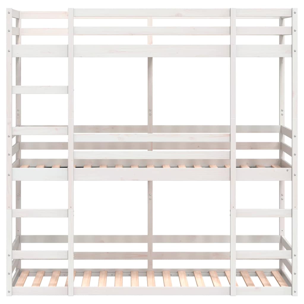 Våningssäng 3 våningar vit 90x190 cm massiv furu