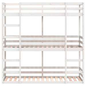Våningssäng 3 våningar vit 90x190 cm massiv furu