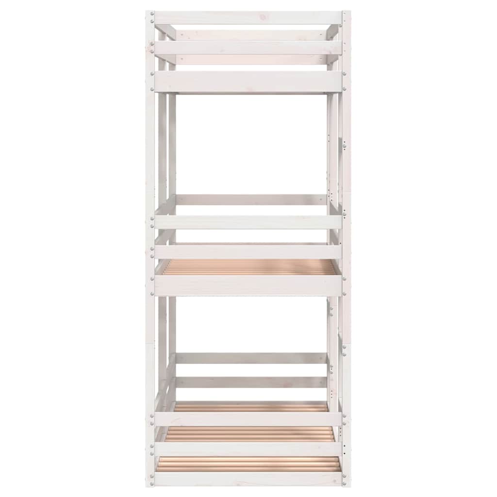 Våningssäng 3 våningar vit 90x190 cm massiv furu