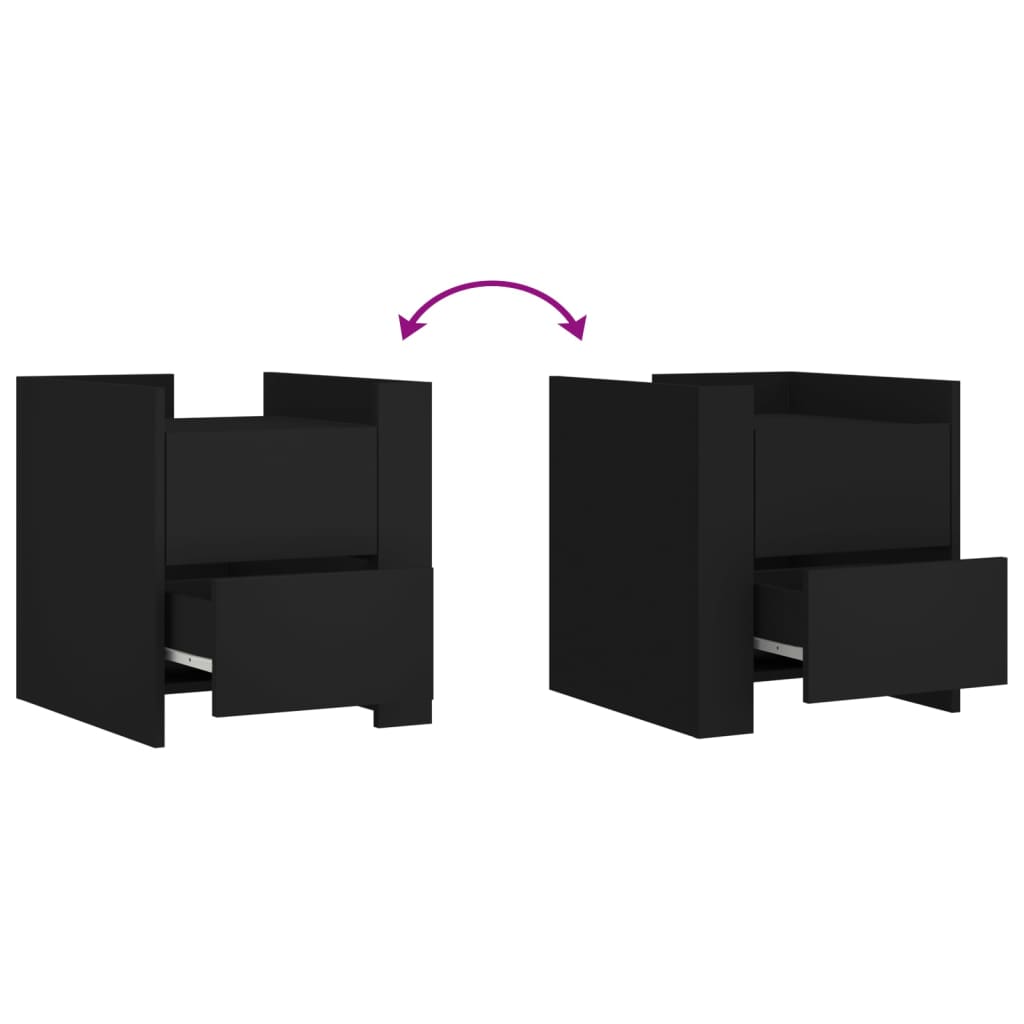 Sängbord svart 45x50x50 cm konstruerat trä