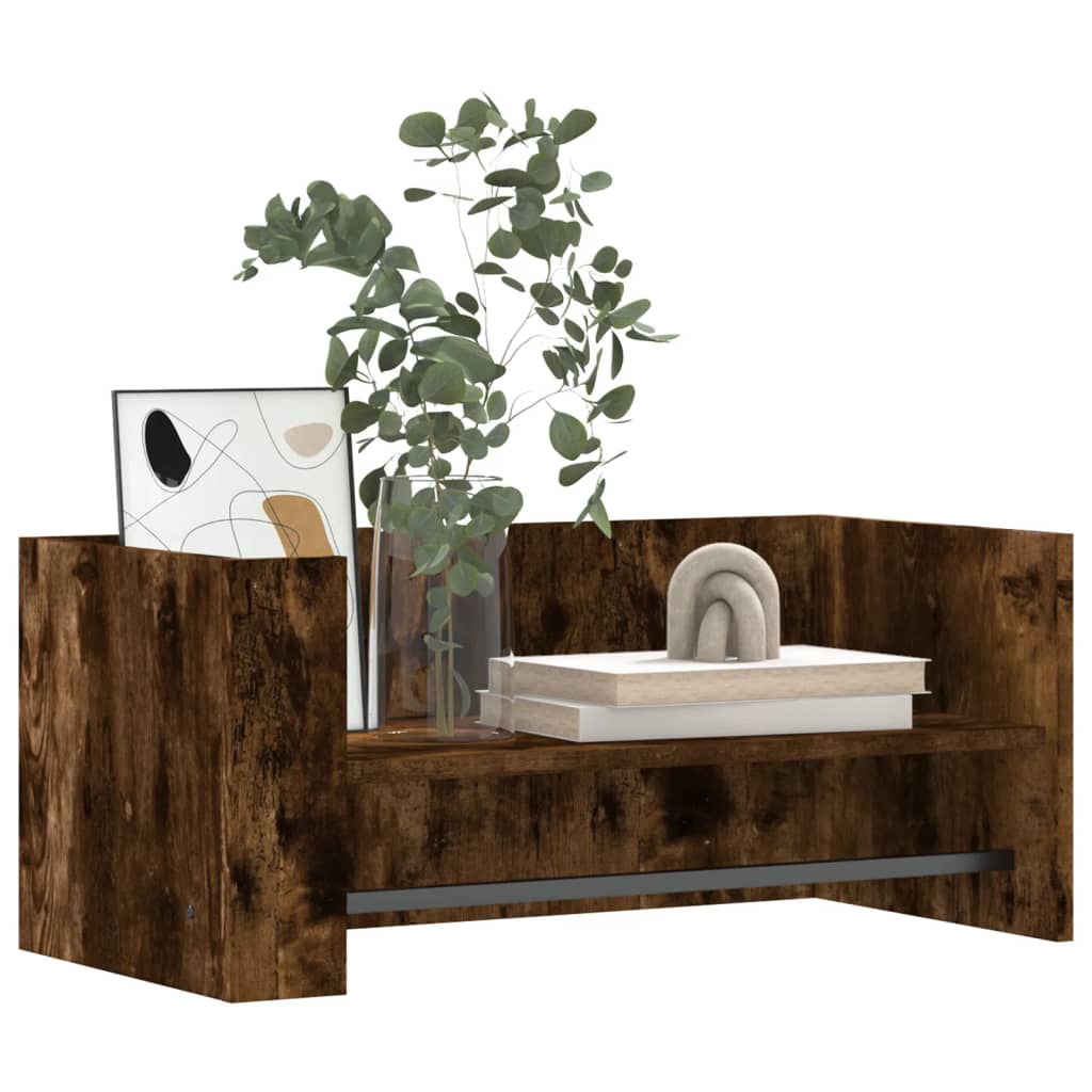 Vägghylla rökfärgad ek 70,5x35x30,5 cm konstruerat trä