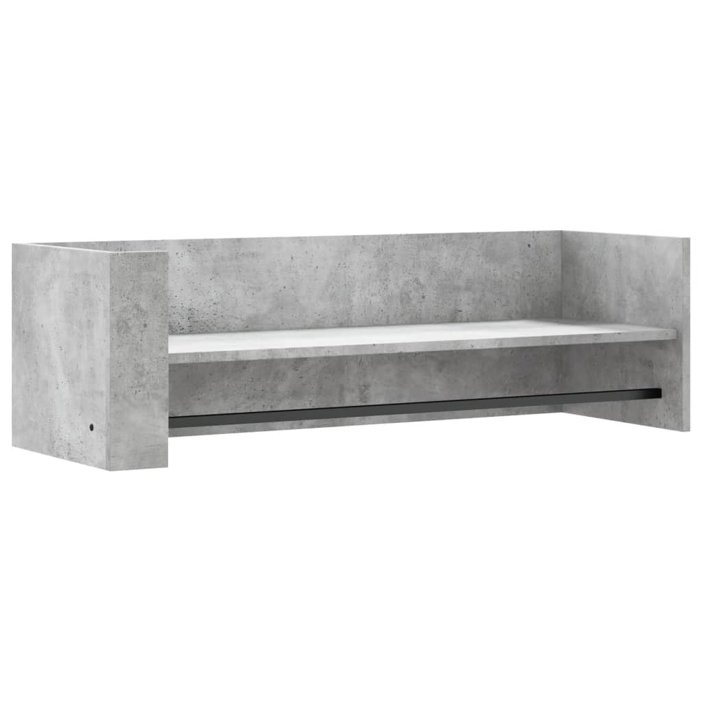 Vägghylla betonggrå 100x35x30,5 cm konstruerat trä