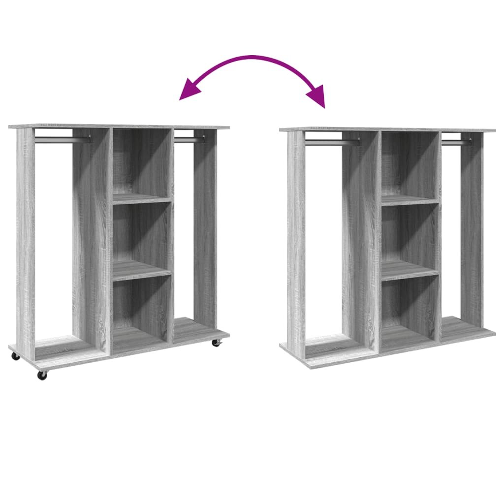 Garderob med hjul grå sonoma 102x38x110 cm konstruerat trä