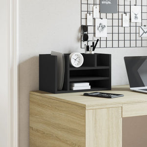 Skrivbordshyllor svart 44,5x24x25 cm konstruerat trä
