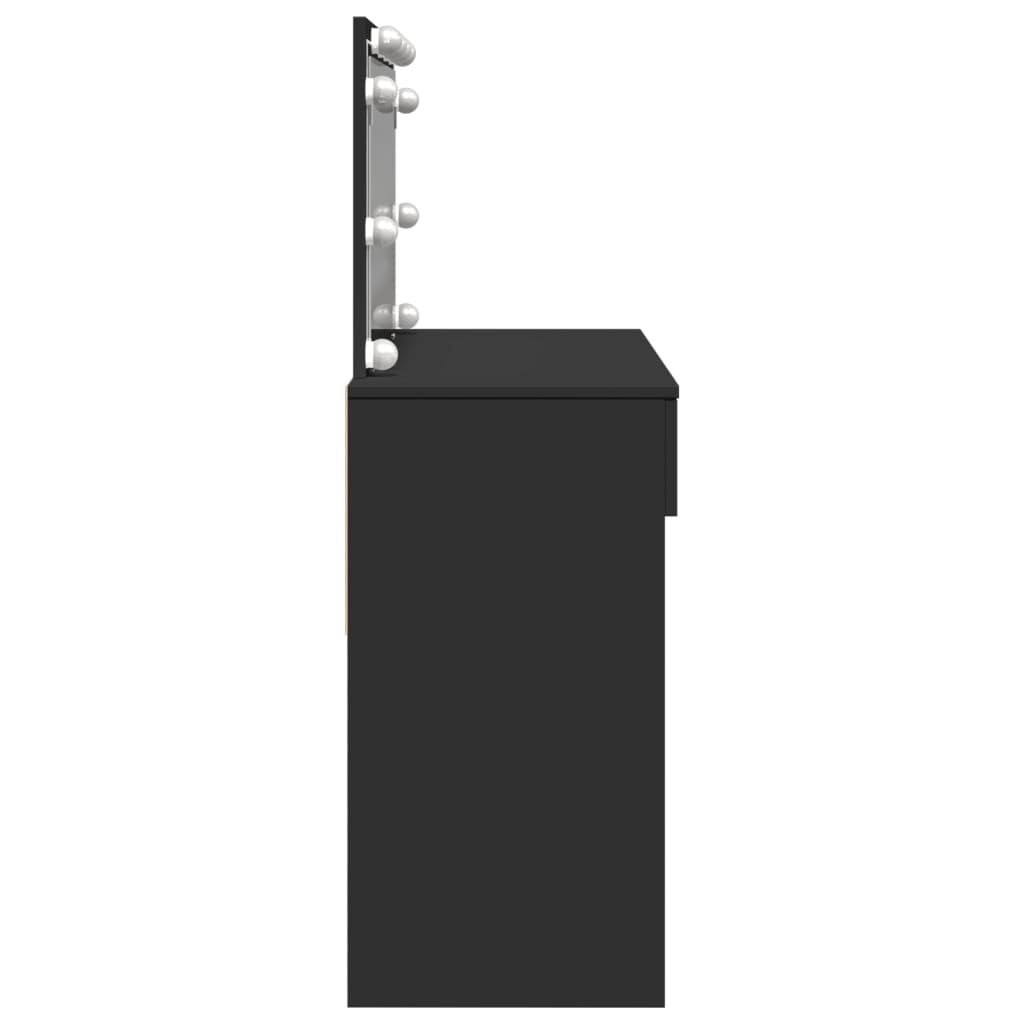 Sminkbord med LED svart 100x40x120 cm