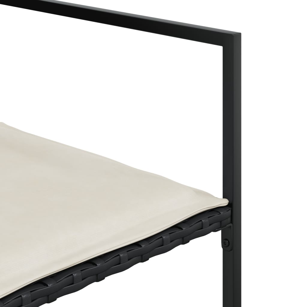 Matgrupp för trädgården med dynor 17 delar konstrotting svart