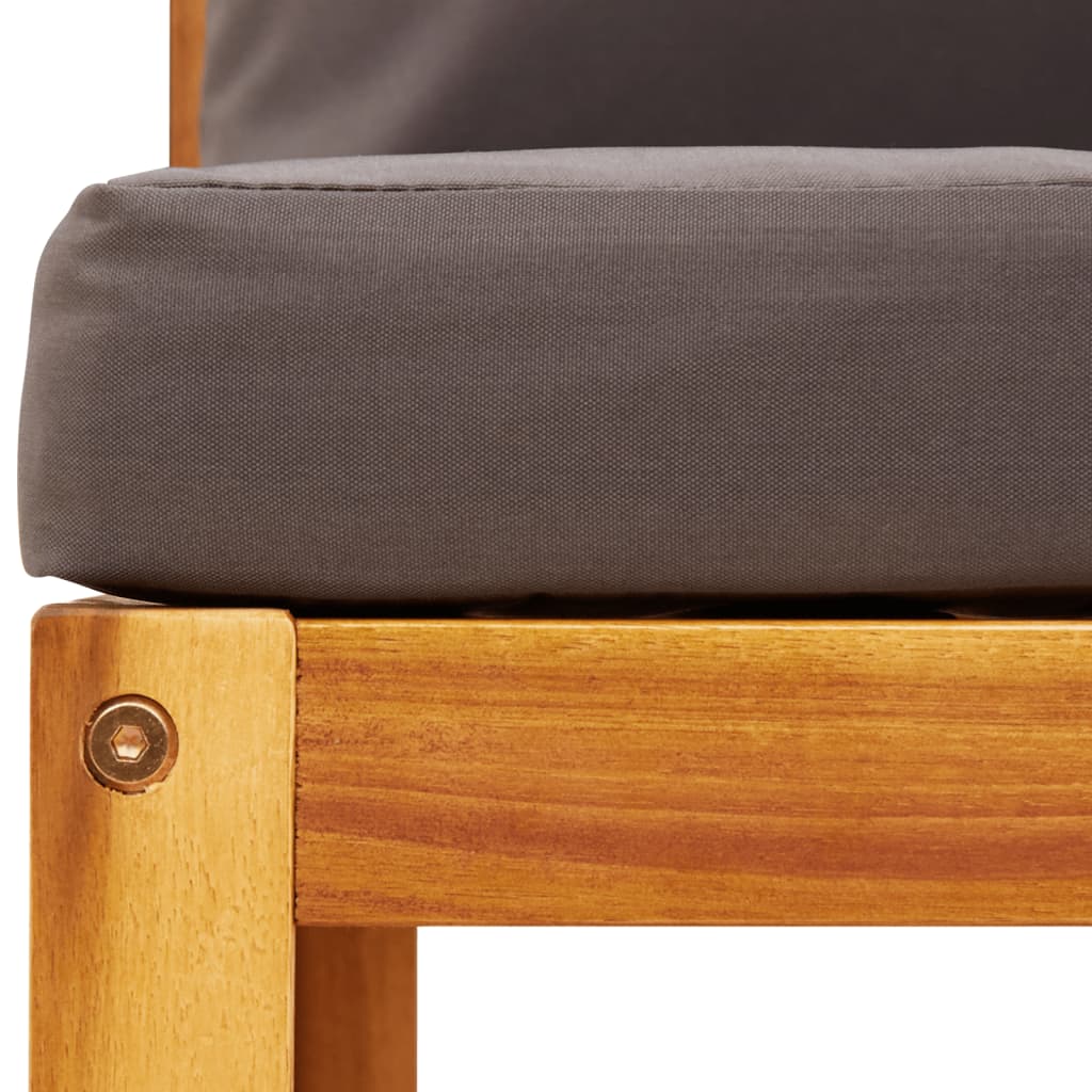 7-delad trädgårdssoffgrupp med kuddar trä akacia och rep