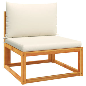 5-delad trädgårdssoffgrupp med kuddar trä akacia och rep