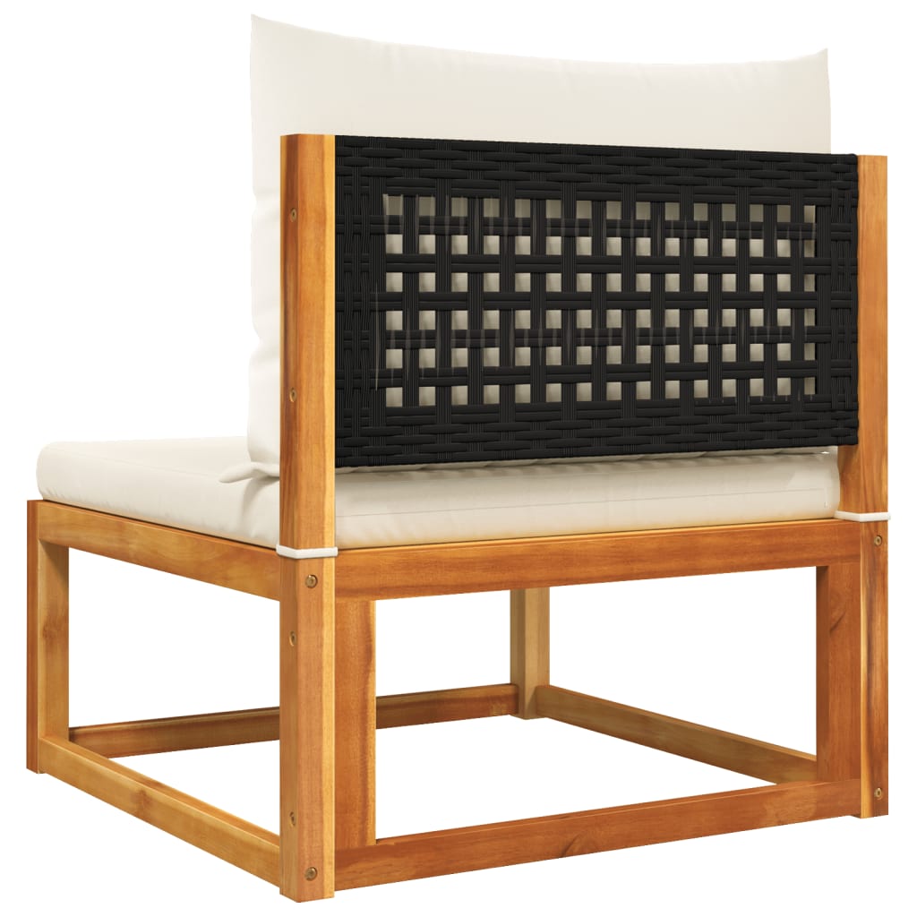 11-delad trädgårdssoffgrupp med kuddar trä akacia och rotting