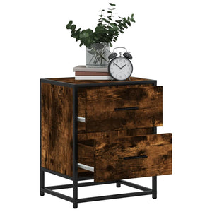 Sängbord rökfärgad ek 40x31x50 cm konstruerat trä