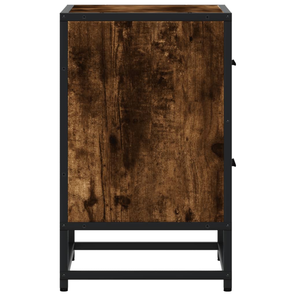 Sängbord rökfärgad ek 40x31x50 cm konstruerat trä