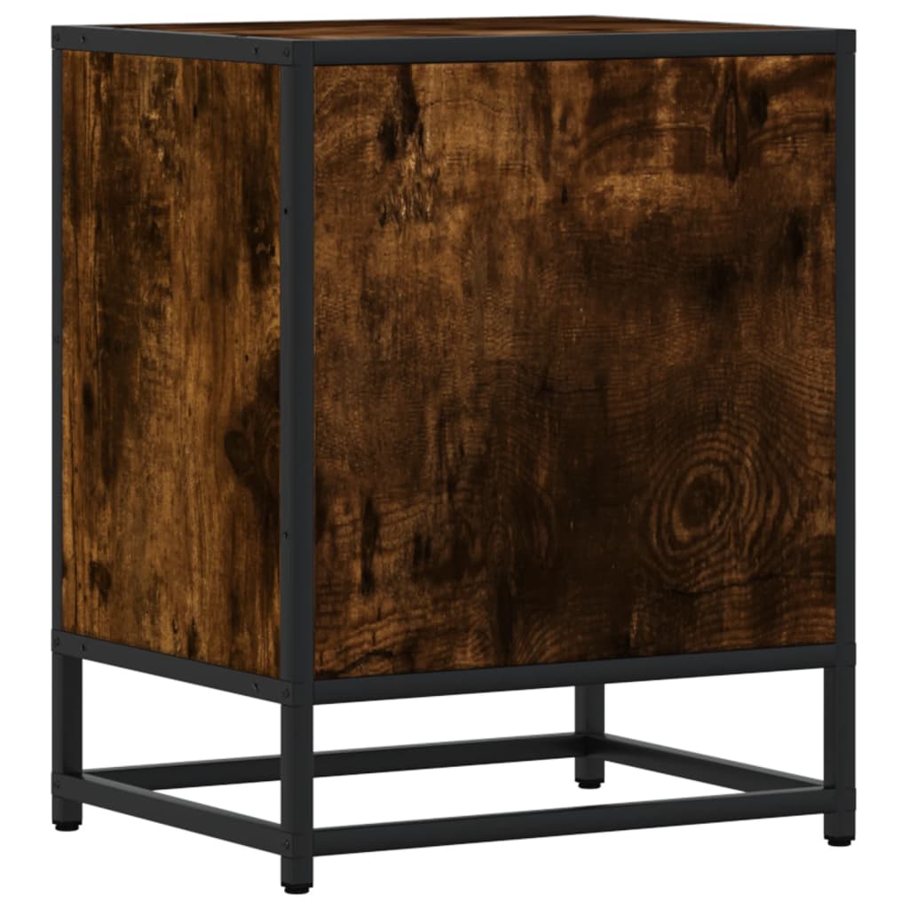 Sängbord rökfärgad ek 40x31x50 cm konstruerat trä