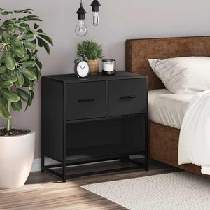Sängbord svart 60x31x60 cm konstruerat trä och metall