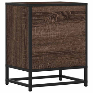 Sängbord brun ek 40x31x50 cm konstruerat trä och metall