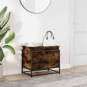 Förvaringslåda lock rökfärgad ek 60x40x51,5 cm konstruerat trä