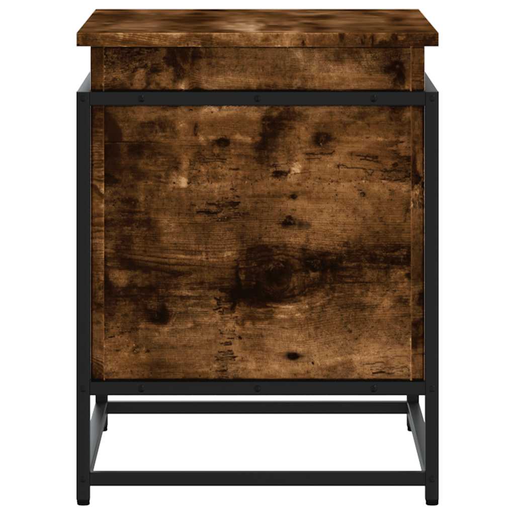 Förvaringslåda lock rökfärgad ek 60x40x51,5 cm konstruerat trä