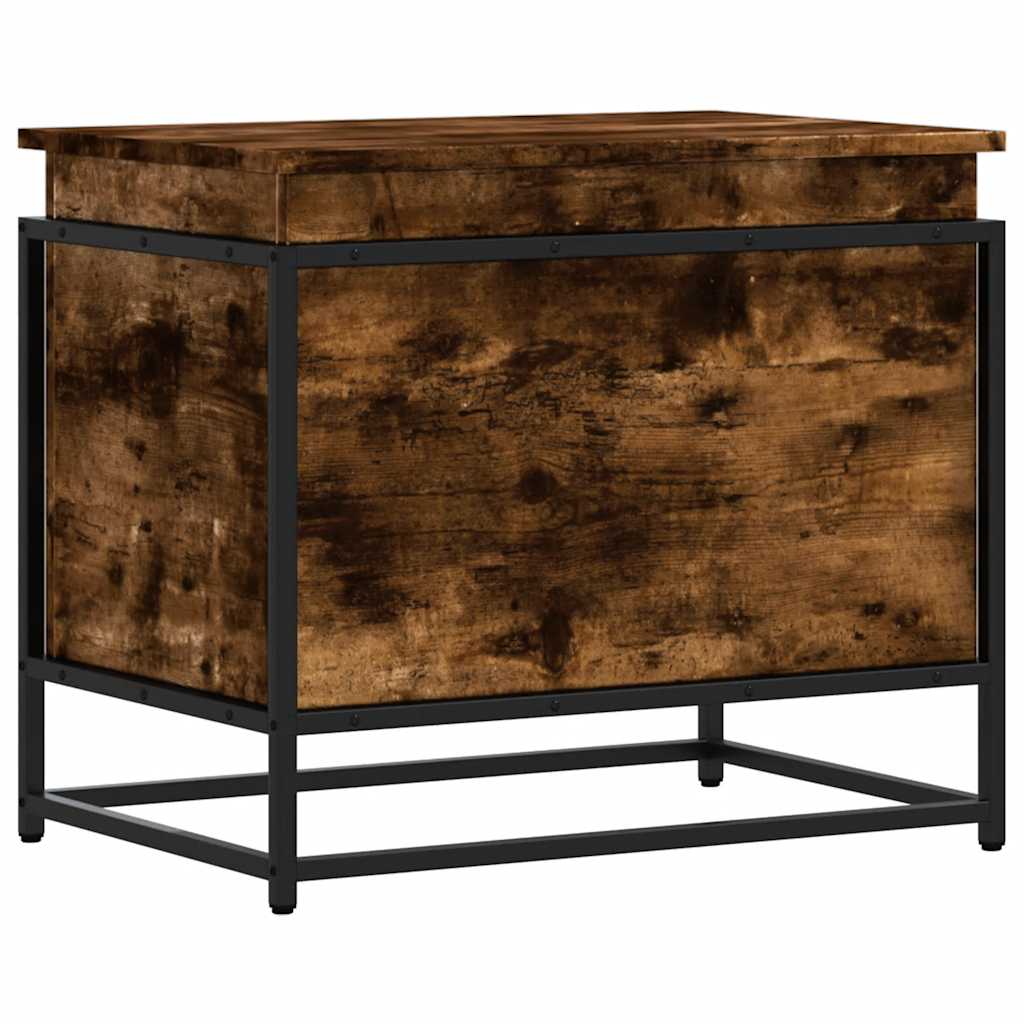 Förvaringslåda lock rökfärgad ek 60x40x51,5 cm konstruerat trä