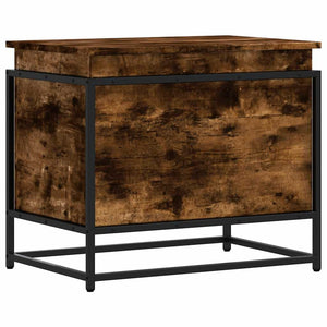 Förvaringslåda lock rökfärgad ek 60x40x51,5 cm konstruerat trä