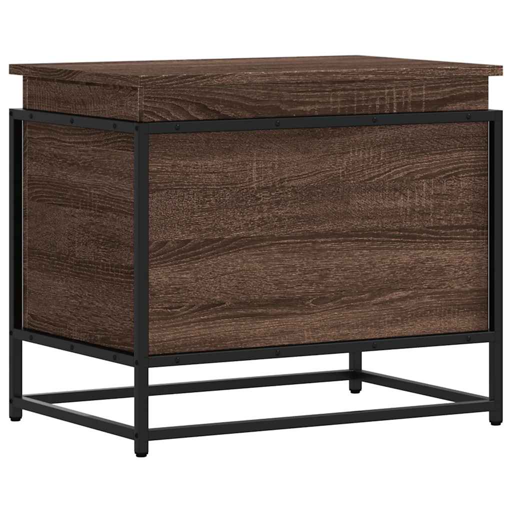 Förvaringslåda med lock brun ek 60x40x51,5 cm konstruerat trä
