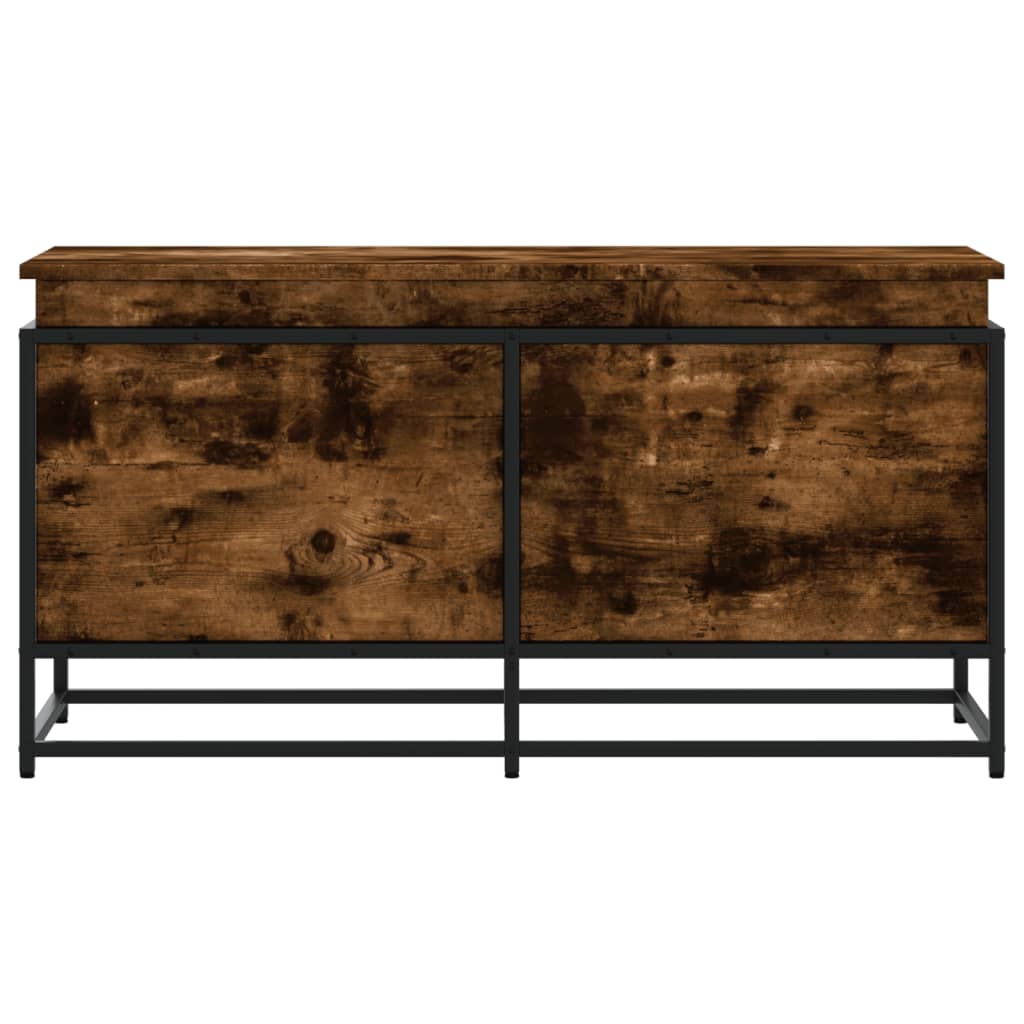 Förvaringslåda lock rökfärgad ek 100x40x51,5 cm konstruerat trä