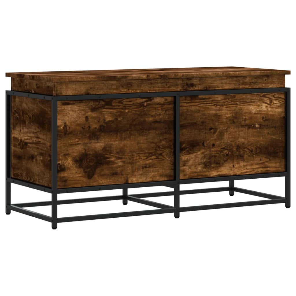 Förvaringslåda lock rökfärgad ek 100x40x51,5 cm konstruerat trä