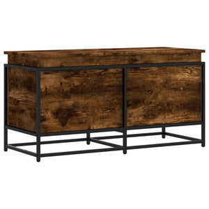 Förvaringslåda lock rökfärgad ek 100x40x51,5 cm konstruerat trä