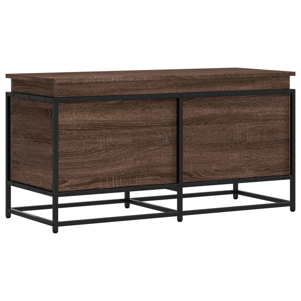 Förvaringslåda med lock brun ek 100x40x51,5 cm konstruerat trä